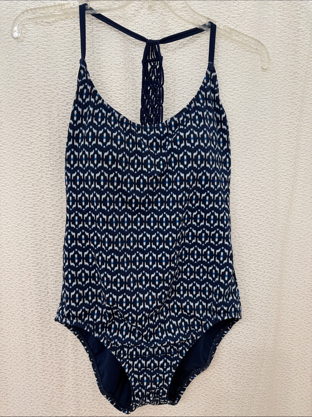 Time and Tru Navy and White Patterned One-Piece Swimsuit